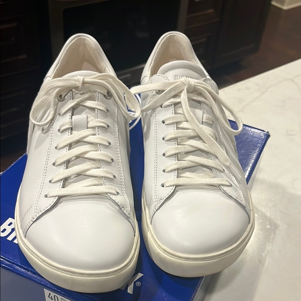 Birkenstock White Leather Sneakers Bend Low